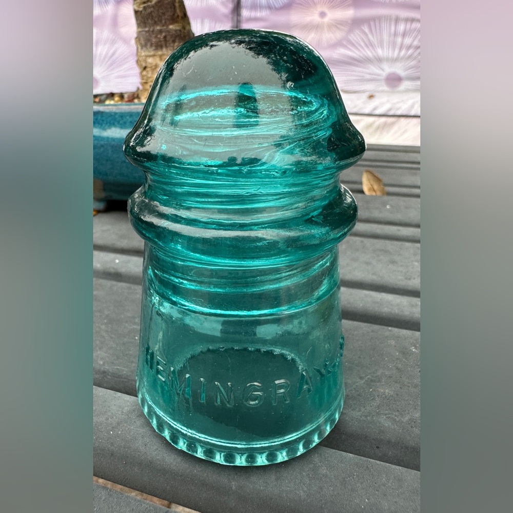 Hemingray No 9 Aqua Glass Insulator Vintage